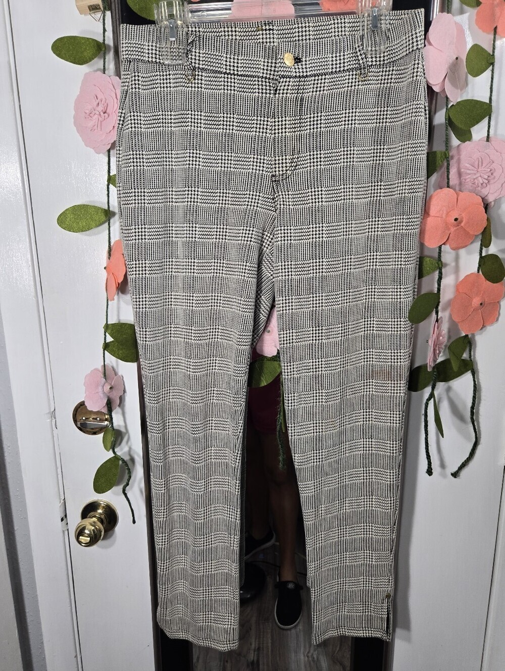 Michael Kors Pull On Pants Sz M Plaid Ankle Crop
